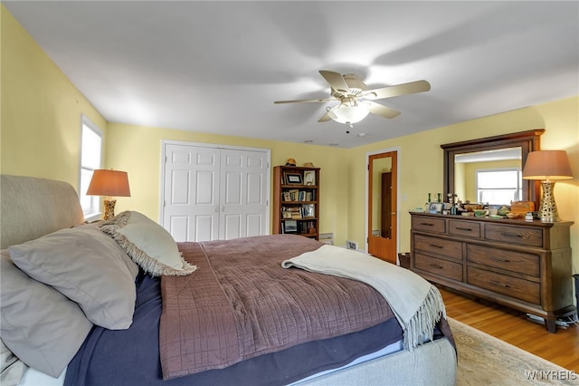 66 Devonshire Rd, Tonawanda, NY 14223 - bedroom with wood finished floors, a closet, and ceiling fan