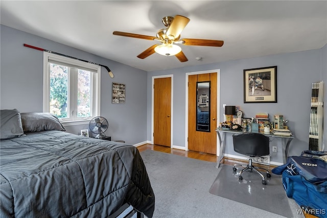 66 Devonshire Rd, Tonawanda, NY 14223 - bedroom with wood finished floors, an office area, and ceiling fan