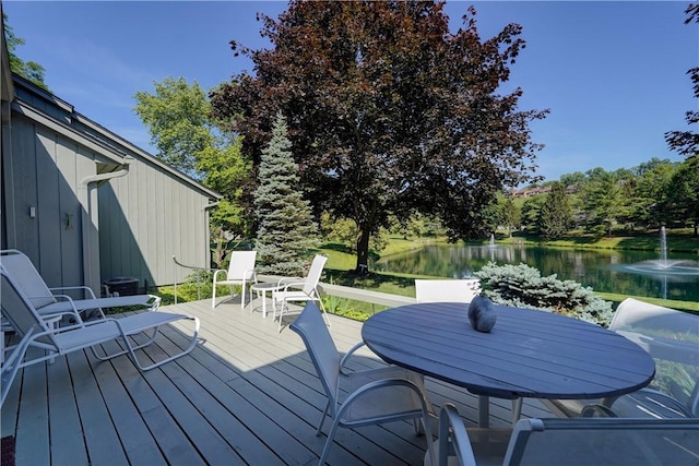 56 Waterview Cir, Penfield, NY 14625 - wooden deck with a water view and outdoor dining area