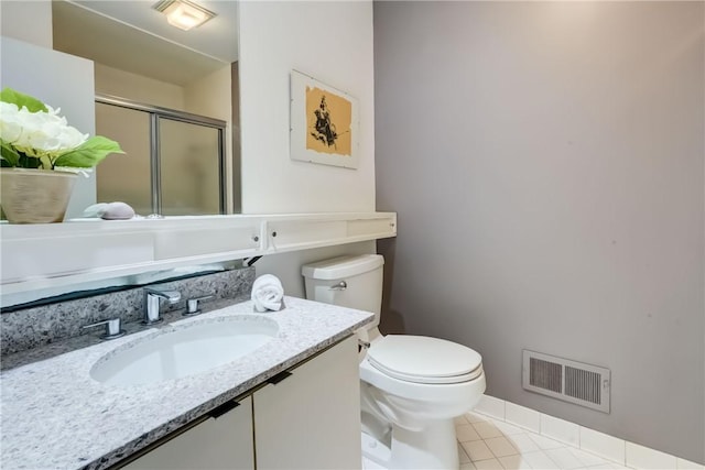 56 Waterview Cir, Penfield, NY 14625 - bathroom with a shower with shower door, vanity, and tile patterned flooring