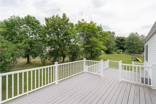 5 Yankee Ct, Chili, NY 14624 - deck featuring a yard and view of wooded area