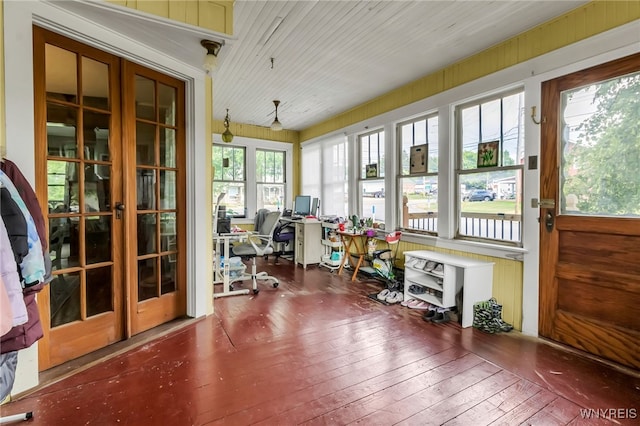 6467 Patchin Rd, Boston, NY 14025 - sunroom with french doors and hardwood / wood-style floors