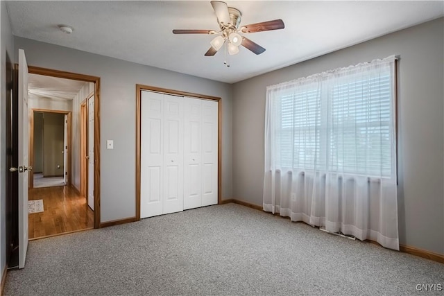 121 Ben Bar Cir, Whitestown, NY 13492 - unfurnished bedroom with carpet flooring, a closet, and ceiling fan