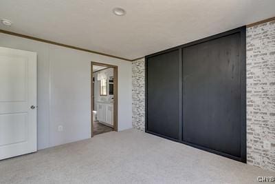 27634 County Route 342, Le Ray, NY 13612 - unfurnished bedroom with carpet flooring, ensuite bathroom, and ornamental molding