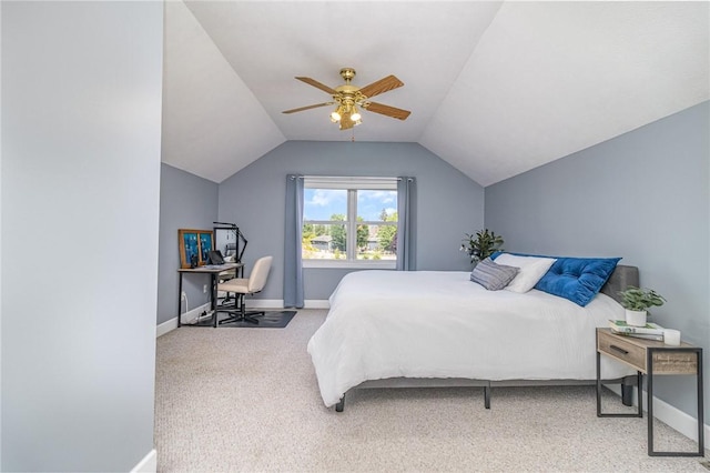 228 Southshore Pl, Webster, NY 14580 - bedroom featuring lofted ceiling, a desk, carpet flooring, and a ceiling fan