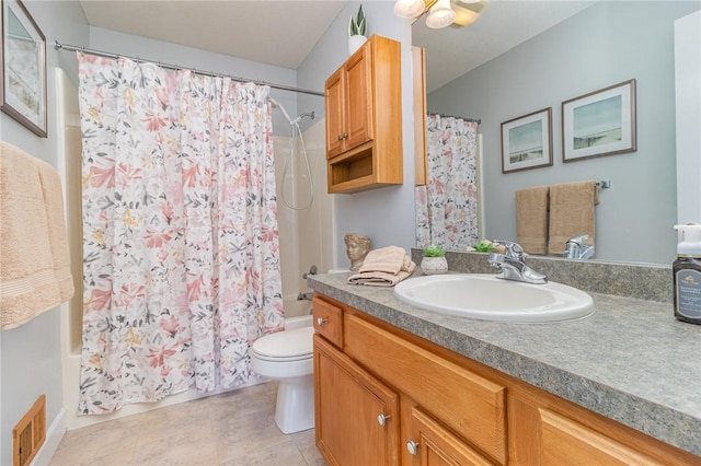 228 Southshore Pl, Webster, NY 14580 - full bathroom featuring vanity, shower / bath combination with curtain, and tile patterned flooring