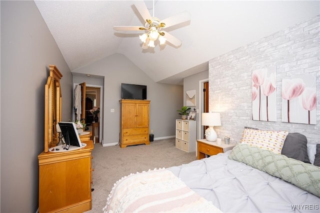 9 Rolling Woods Ln Unit E, West Seneca, NY 14224 - bedroom with light colored carpet, lofted ceiling, and a ceiling fan