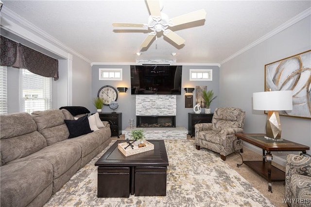 9 Rolling Woods Ln Unit E, West Seneca, NY 14224 - living room with crown molding and a ceiling fan