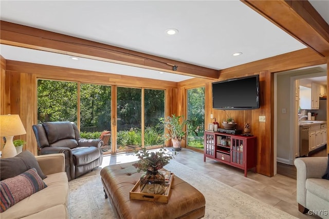200 Halton Rd, Dewitt, NY 13224 - living area featuring recessed lighting and wood walls