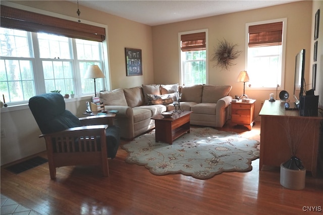 64 Bunner St, Oswego, NY 13126 - living area featuring wood finished floors and plenty of natural light