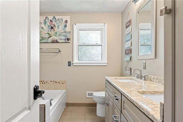 5 Tudor Dr, Owego, NY 13760 - bathroom featuring a bath, double vanity, and tile patterned floors
