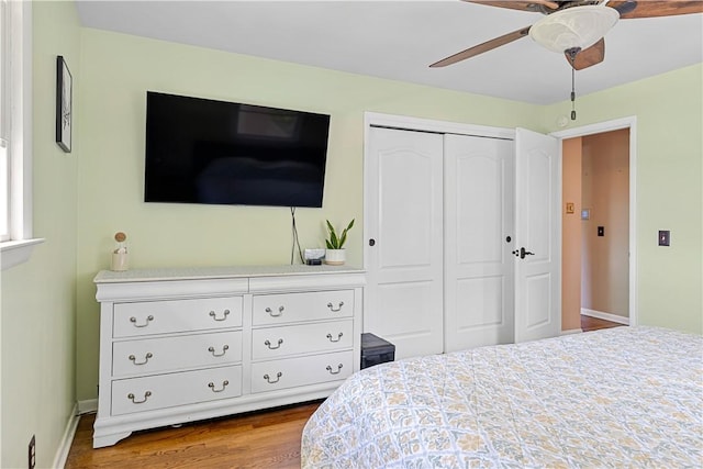 5 Tudor Dr, Owego, NY 13760 - bedroom featuring a closet, wood finished floors, and ceiling fan