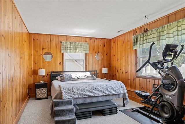 5 Tudor Dr, Owego, NY 13760 - bedroom featuring carpet flooring and wooden walls