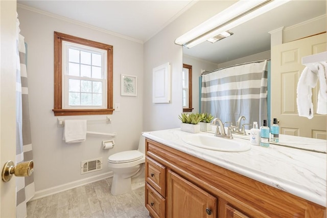 326 Cheese Factory Rd, Mendon, NY 14472 - bathroom featuring vanity, ornamental molding, and wood finished floors