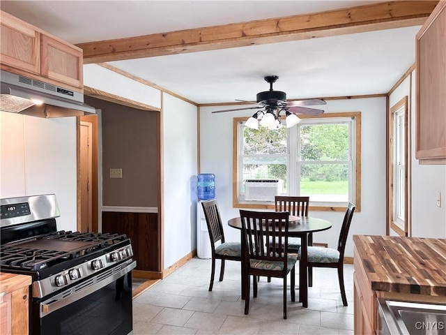 9 Curtis Ave, Lysander, NY 13027 - dining area with beam ceiling, ceiling fan, and cooling unit