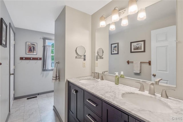 22 Tree Line Dr, Clay, NY 13090 - full bathroom featuring double vanity and tile patterned floors
