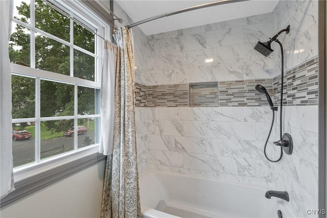 22 Tree Line Dr, Clay, NY 13090 - full bathroom with shower / bath combination with curtain and healthy amount of natural light
