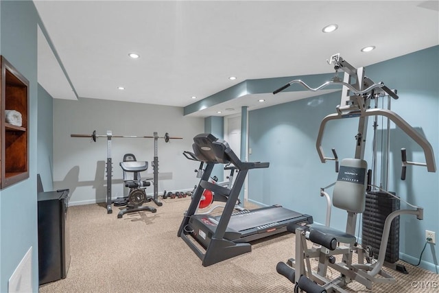 9607 Dunderry, Lysander, NY 13027 - workout area featuring recessed lighting and carpet flooring