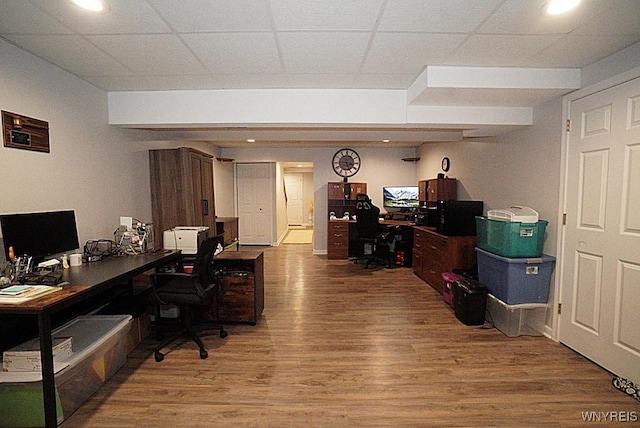 114 Slate Bottom Dr, Lancaster, NY 14043 - office area with wood finished floors and recessed lighting