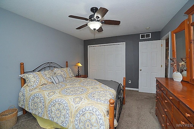 114 Slate Bottom Dr, Lancaster, NY 14043 - bedroom featuring dark carpet, a closet, and ceiling fan