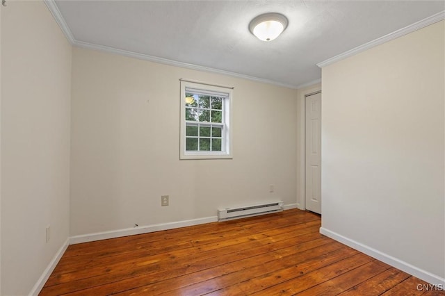 17 Burr St, Cazenovia, NY 13035 - unfurnished room with a baseboard radiator, crown molding, and wood-type flooring