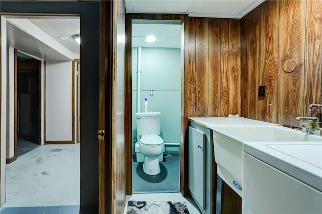 28 Berna Ln, Chili, NY 14624 - bathroom featuring wood walls and vanity