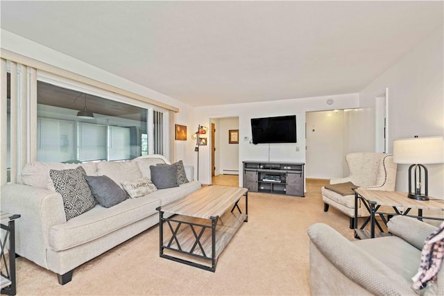 1732 Buffalo Rd, Gates, NY 14624 - living room with light colored carpet and a baseboard heating unit