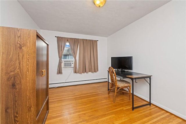 1732 Buffalo Rd, Gates, NY 14624 - office featuring a baseboard radiator, light wood-style flooring, and cooling unit