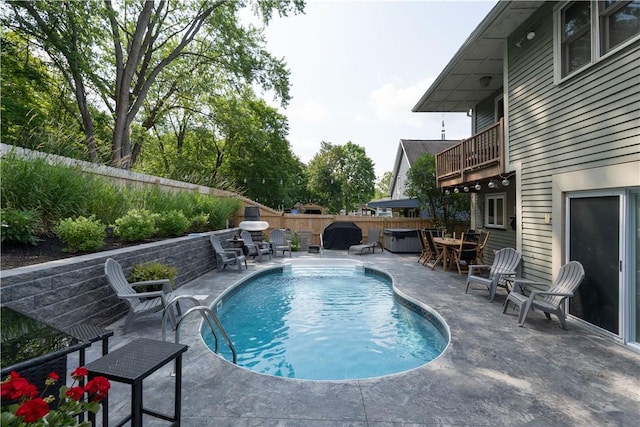 157 Dennis Ave, Hornell, NY 14843 - view of pool with a patio area, a fenced backyard, and a hot tub