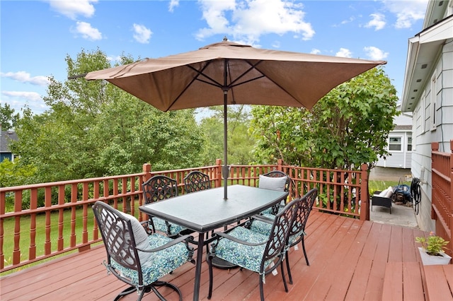 111 Farrell Road Ext, Henrietta, NY 14586 - wooden deck featuring outdoor dining area