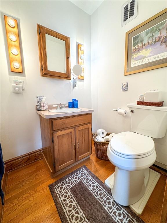 80 E Main St, Leroy, NY 14482 - half bath featuring vanity and wood finished floors