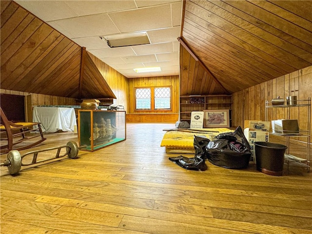 80 E Main St, Leroy, NY 14482 - bonus room with wood walls, lofted ceiling, and hardwood / wood-style floors