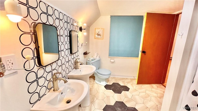 7320 E Flats Rd, East Otto, NY 14729 - bathroom with lofted ceiling and a bidet