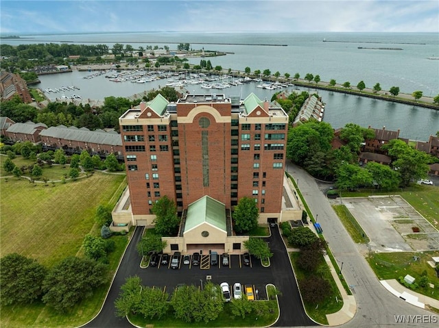 803 Admirals Walk Unit 803, Buffalo, NY 14202 - drone / aerial view of a nearby body of water and numerous boat docks