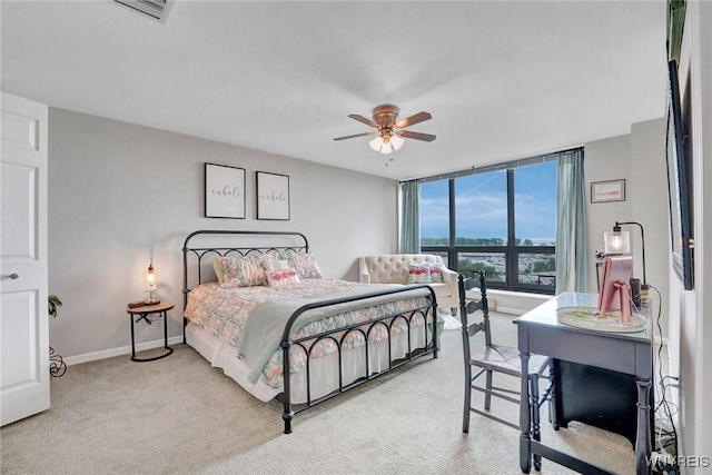 803 Admirals Walk Unit 803, Buffalo, NY 14202 - bedroom with light carpet, a ceiling fan, and a water view