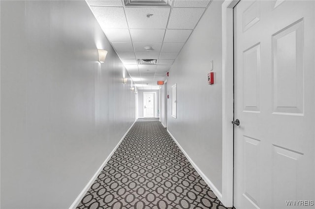 803 Admirals Walk Unit 803, Buffalo, NY 14202 - hallway with baseboards and a drop ceiling
