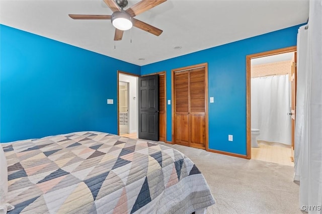 124 Morgan Ln, Oneida, NY 13421 - carpeted bedroom featuring ensuite bath and a ceiling fan