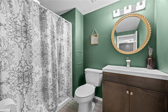 911 Copperkettle Rd, Webster, NY 14580 - bathroom featuring vanity, a shower with curtain, and wood finished floors