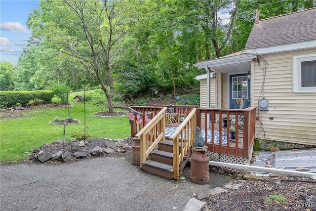 217 Melrose Ave, Camillus, NY 13219 - wooden terrace with a lawn