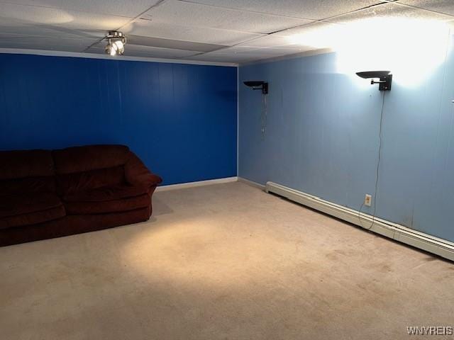 208 Angle Rd, West Seneca, NY 14224 - finished basement with carpet and a baseboard heating unit