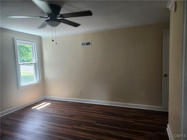 127 Austin Ave, Syracuse, NY 13207 - empty room featuring ornamental molding, dark wood-type flooring, and ceiling fan
