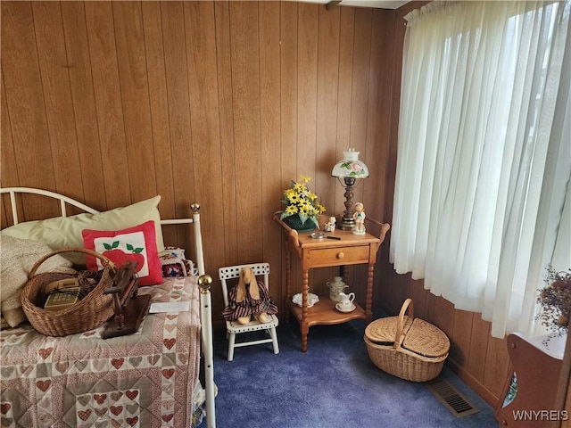 123 Roseland Ave, Ridgeway, NY 14103 - bedroom with carpet floors and wood walls