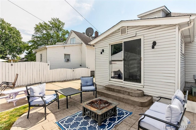 101 Barnsdale Ave, West Seneca, NY 14224 - view of patio with entry steps and an outdoor living space with a fire pit