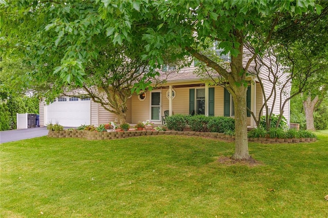 15 Chesapeake Lndg, Henrietta, NY 14586 - view of property hidden behind natural elements with asphalt driveway, a front lawn, and an attached garage