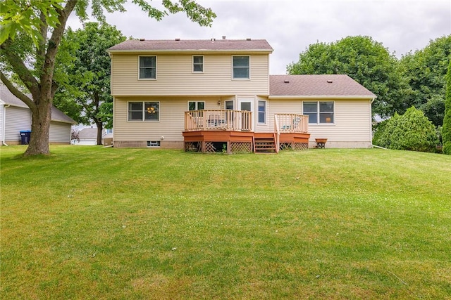 15 Chesapeake Lndg, Henrietta, NY 14586 - rear view of property featuring a wooden deck and a yard