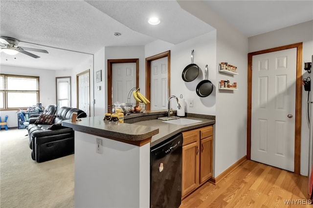 3 Keph Dr Unit 3, Amherst, NY 14228 - kitchen with dishwasher, open floor plan, ceiling fan, dark countertops, and recessed lighting