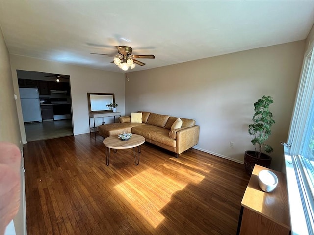 96 Vinal Ave, Irondequoit, NY 14609 - living area featuring a ceiling fan and wood finished floors