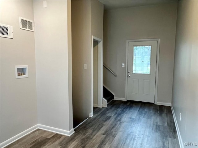 152 W Cayuga St, Oswego, NY 13126 - entrance foyer featuring dark wood finished floors and stairway