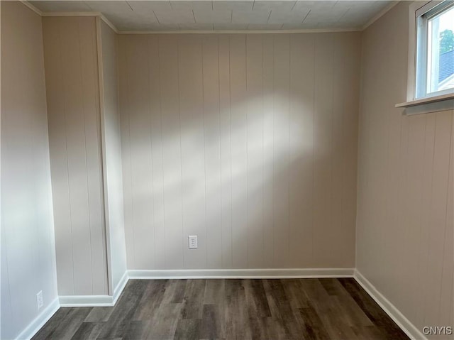 152 W Cayuga St, Oswego, NY 13126 - spare room with dark wood-style flooring and wooden walls
