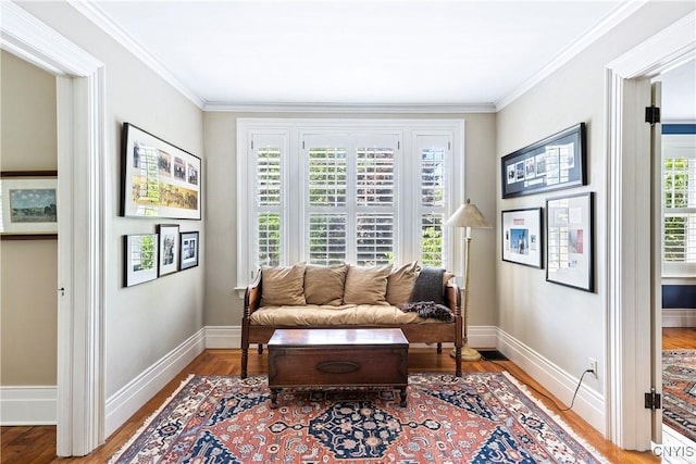49 Academy St, Skaneateles, NY 13152 - sitting room with ornamental molding and wood finished floors